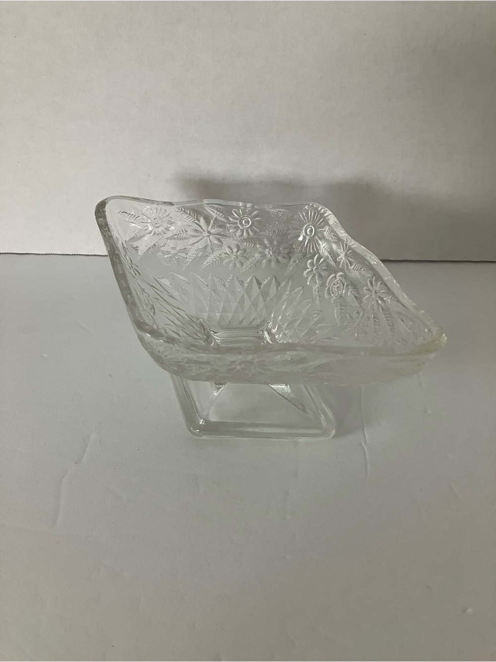 Indiana Glass Depression Glass Floral Square Serving Dish